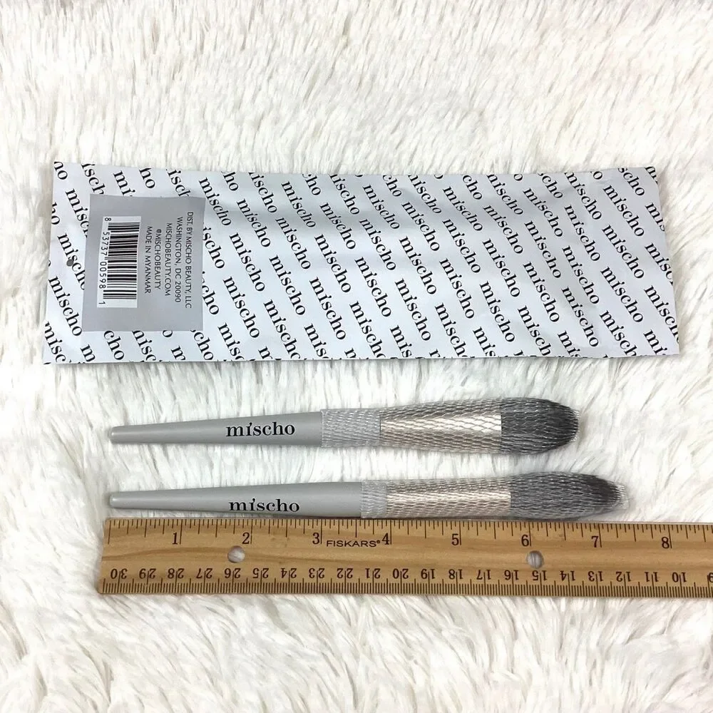 Mischo Beauty Blush Brush Set Grey Cream Liquid Powder 2pc NEW M101 M102